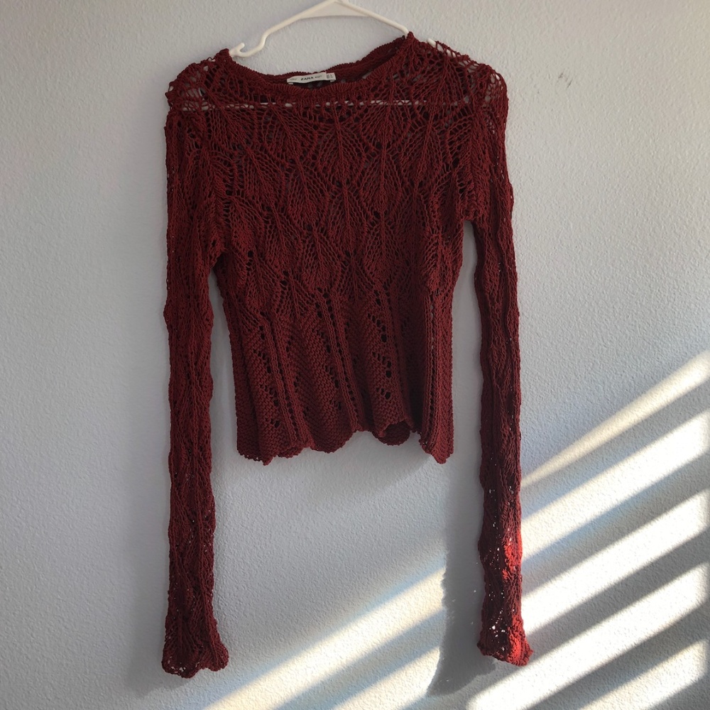 zara burgundy sweater